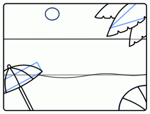 رسم منظر طبيعي _الشاطئ 5