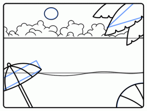 رسم منظر طبيعي _الشاطئ 6