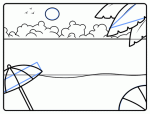 رسم منظر طبيعي _الشاطئ 7