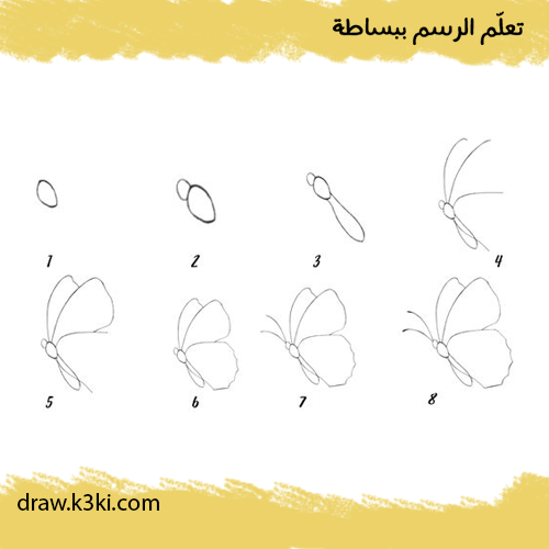رسم فراشة للاطفال